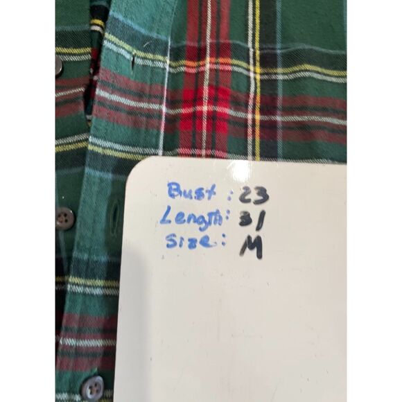 L.L. Bean fleece button up shirt cotton tartan plaid winter festive men M - Picture 5 of 5